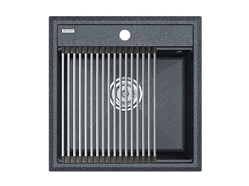 Кухонная мойка + коландер Paulmark PM115051-DG+R375-BS 50х51 цвет графит